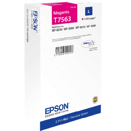 Картридж с пурпурными чернилами Epson T7563 для WF-8090, 8590 (C13T756340) в Москве Картридж с пурпурными чернилами Epson T7563 для WF-8090, 8590 (C13T756340) в Москве