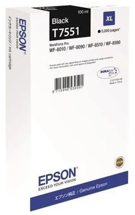 Картридж повышенной емкости с черными чернилами Epson T7551 для WF-8090, 8590 (C13T755140) в России Картридж повышенной емкости с черными чернилами Epson T7551 для WF-8090, 8590 (C13T755140) в России