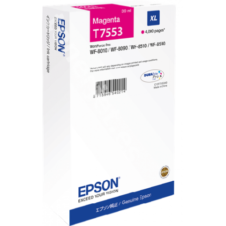 Картридж повышенной емкости с пурпурными чернилами Epson T7553 для WF-8090, 8590 (C13T755340) в Москве Картридж повышенной емкости с пурпурными чернилами Epson T7553 для WF-8090, 8590 (C13T755340) в Москве