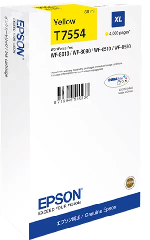 Картридж повышенной емкости с желтыми чернилами Epson T7554 для WF-8090, 8590 (C13T755440) в России Картридж повышенной емкости с желтыми чернилами Epson T7554 для WF-8090, 8590 (C13T755440) в России