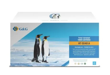 Cartridge G&G 507A для HP CLJ M551/M575/M570; CANON LBP7780, с чипом (6 000), голубой (аналог CE401A)