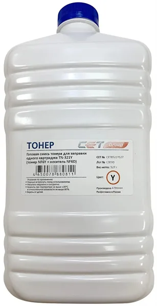 Тонер NF6Y + носитель NF6D TN-321Y для KONICA MINOLTA Bizhub C224/284/364 (CET) Yellow, 527г/бут, CET8521Y-527, TN-321Y в России Тонер NF6Y + носитель NF6D TN-321Y для KONICA MINOLTA Bizhub C224/284/364 (CET) Yellow, 527г/бут, CET8521Y-527, TN-321Y в России